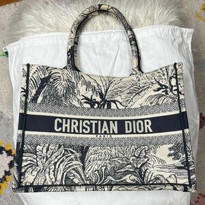 Dior Black and Cream Toile de Jouy Canvas Tote